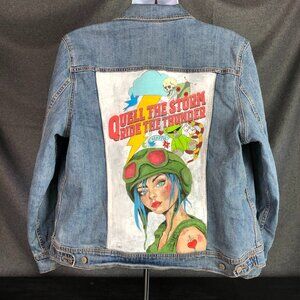 Original Painting Art Hand Painted UpCycled Jean Jacket Women's XL